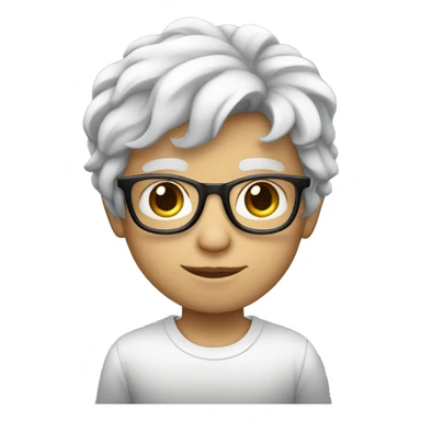 Un niño blanco con lentes azules y cabello negro  sticker