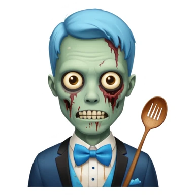 zombie zombie waiter with blue bow tie sticker