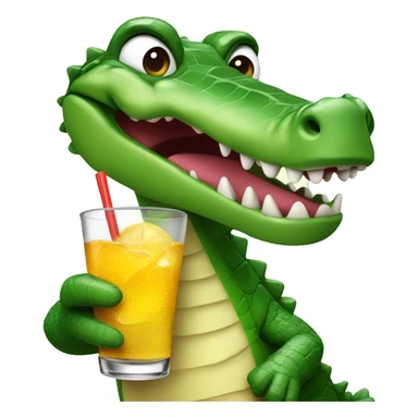 Crocodil holding a coctail sticker