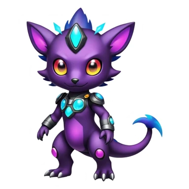 Cute cool colorful dark nebula fantasy-Digimon-animal-hybrid full body sticker