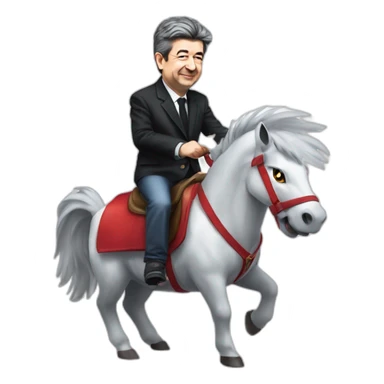 Jean Luc Mélenchon riding a pokémon sticker