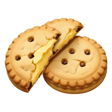 A pair of plain cookies, one of them with a bite taken out. sticker