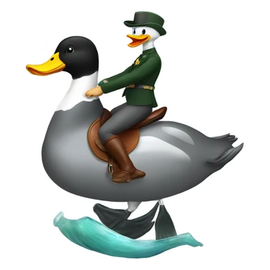 Duck riding on top of dolphin on saddle sticker