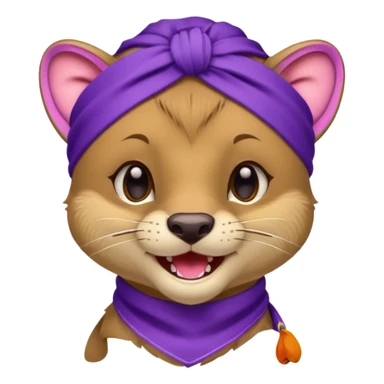 Fossa animal wearing a purple bandana on his forehead from league of legends laughing emoticon sticker