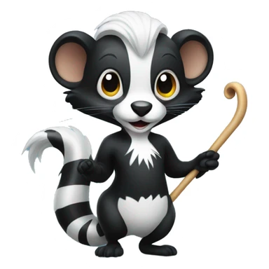 Skunk with fancy cane sticker