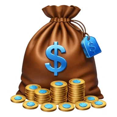 money bag on top of blue coins stack sticker