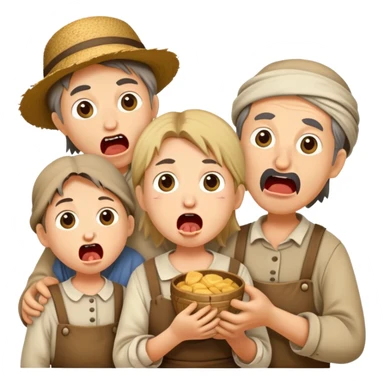 hungry peasants family with open mounthes sticker