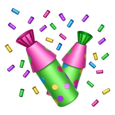 light green and pink party poppers and confetti sticker