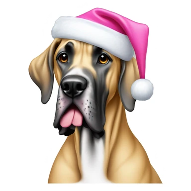 Tan Great Dane add pink Santa hat sticker