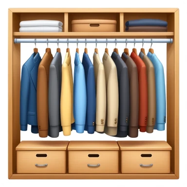 Cute closet or wardrobe with door ajar revealing organized professional clothing on hangers sticker