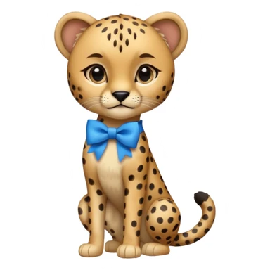 cute cheetah with blue bow standing sticker