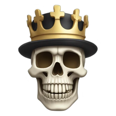 A skeleton that have a king hat sticker