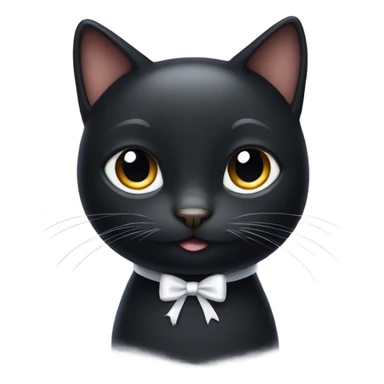 Black cat wearing a white bow sticker