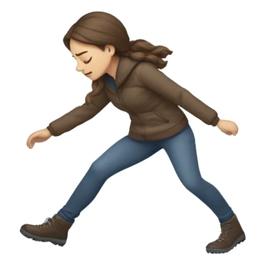 Woman brown hair slipping on ice sticker