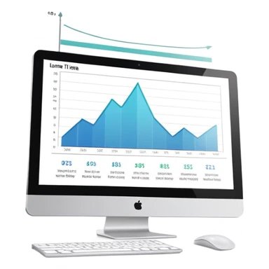 computer screen displaying a single presentation slide with a title line and chart icon sticker