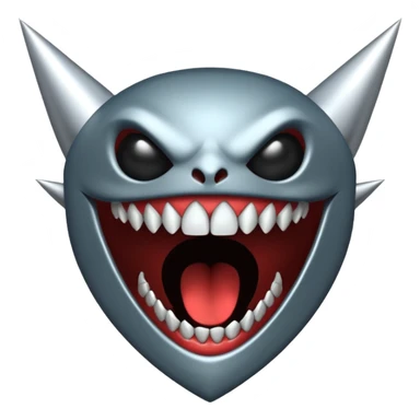 metallic teeth with sharp fangs, chrome texture, dark shadows sticker