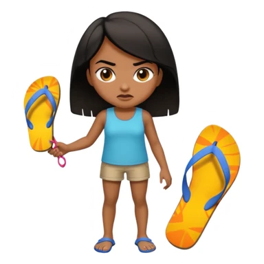 Una chica morena🙎🏽‍♀️enojada con una chancla en la mano sticker