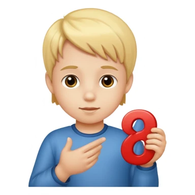 A Lil kid holding 6 7  sticker