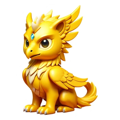 Clash of Clans aesthetic: Cinematic fierce lightning gryphon Beast Emoji, rendered in a 3D vector-style similar to standard emojis with minimal shading and bold, simplified shapes. A compact, isometric mythical creature with wild, majestic features and fierce yet endearing eyes, softly glowing with a primal enchanted charm. Simplified yet unmistakably iconic, highly detailed and consistent, glowing with a soft radiant shine and high polish. Stylized with a touch of mythical wildness and a soft glowing outline, capturing the essence of a legendary beast with a friendly, playful allure! sticker