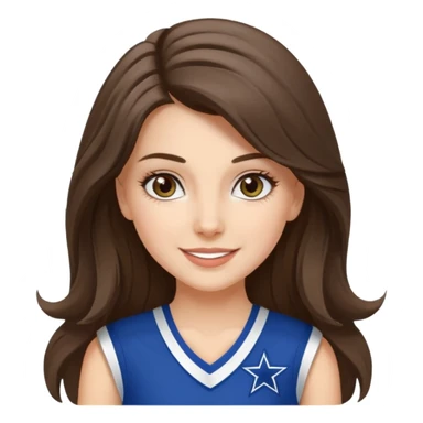 white happy long haired brunette girl hazel eyes in dallas cowboy cheerleader outfit sticker