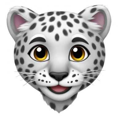 cute snow leopard shows a heart sticker