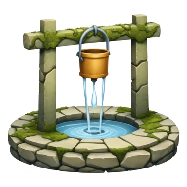 a water well made out of stone sticker