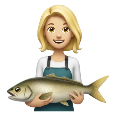 Blonde girl catches big fish ￼￼ sticker