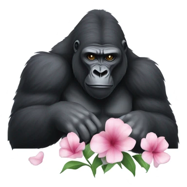 Gorilla holding a flower sticker