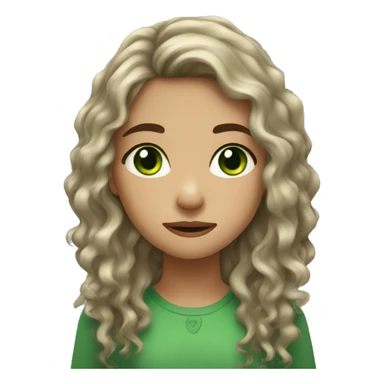 Girl with slighty curly long dark hair, green eyes and she cry sticker