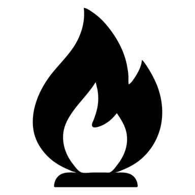 abstract flame shape, geometric style, solid black fill sticker