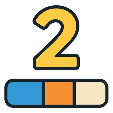 number two, second step, continuation of process, with a progress bar sticker