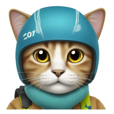 cat with skis sticker