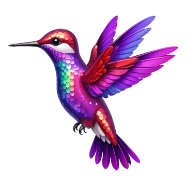 hummingbird with red and purple with glitter sticker