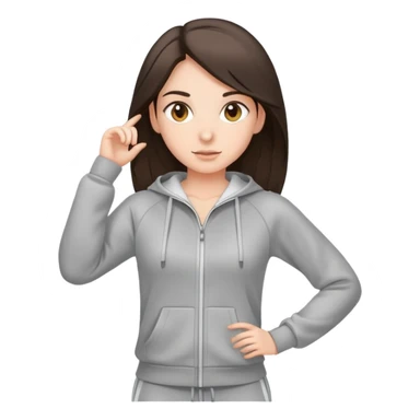 Brunette wearing gray tracksuit  sticker