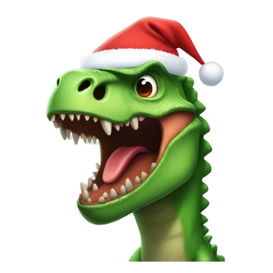 Mad dinosaur with Santa hat sticker
