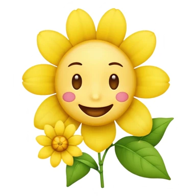 a yellow emoji hoalding a flower in is moutgh sticker