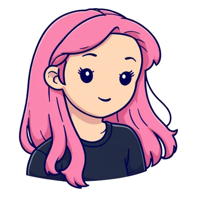 Girl pink long hair sticker