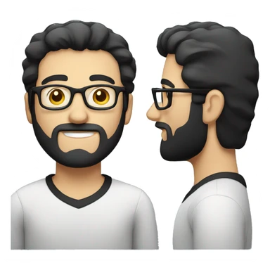 Tall white man with black hair a short beard wearing glasses sticker