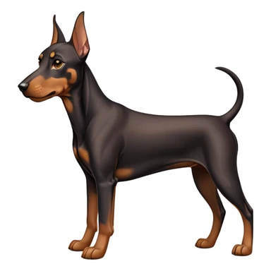 cinematic-noble-doberman puppy-full body-emoji on all fours,-poised-and-regal,-with-a-strong,-athletic-build-and-a-lustrous,-well-groomed-black and tan fur,-deep-set-soulful-brown-eyes,-simplified-yet-sharp-and-sophisticated-features,-highly-detailed, sticker