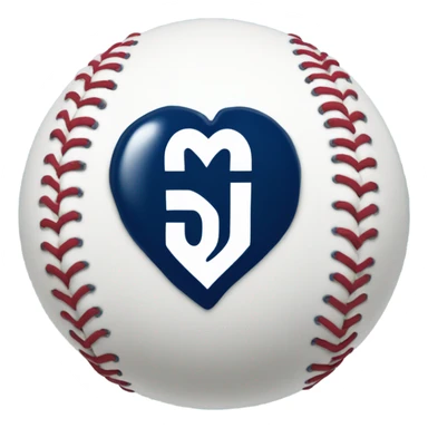 Baseball heart with navy Blue N on it sticker