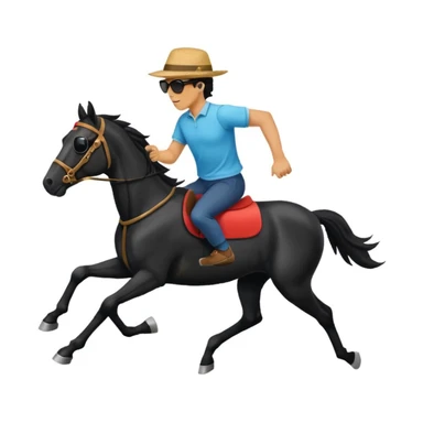 black horse chasing a running man sticker