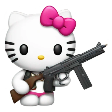 Hello kitty whit a gun  sticker
