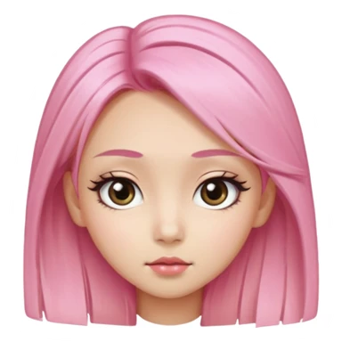 An Asian girl with pink-blonde hair, big eyes, thick eyebrows, and long eyelashes; only her head... sticker