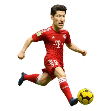 robert lewandowski kicking a football sticker