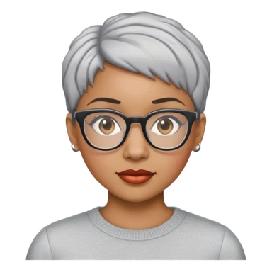 Young light skin African American woman with short gray haircut and glasses sticker