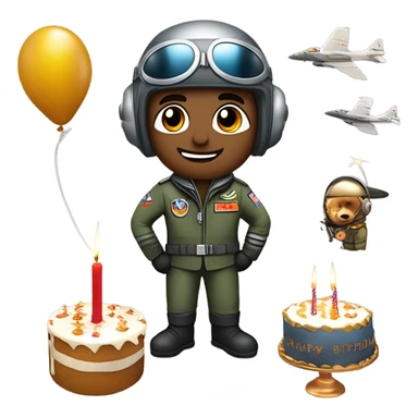 Rolando copper as a fighter pilot celebrating his birthday sticker