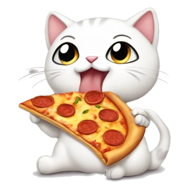Cute cat eating pizza sticker