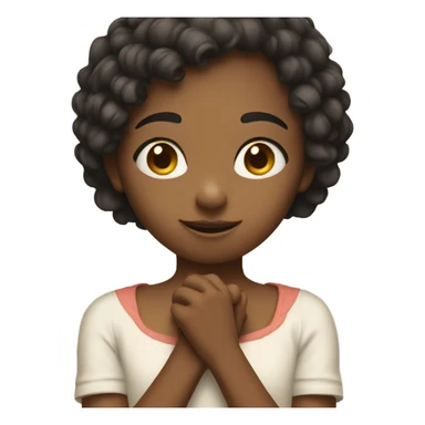 Girl holding hand up showing small space between her fingers  sticker