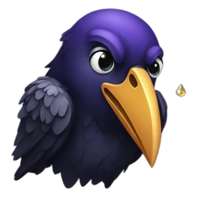 raven holding a diamond in its beak sticker