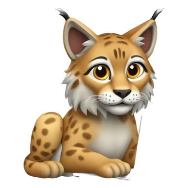 A lynx with a laptop sticker